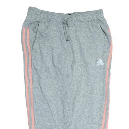 Adidas Girls Grey Jogger Trousers 14-15 Years Cotton Blend Side Stripe