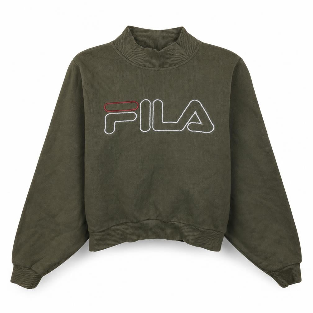 Fila Womens Khaki Green XS Pullover Sweatshirt with Logo