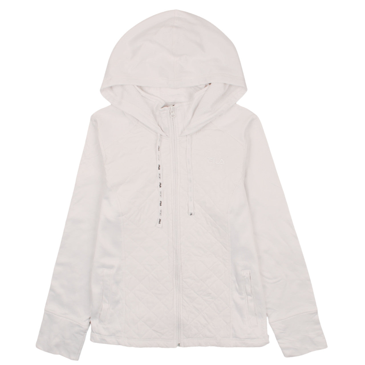 Fila Sport Women White Full Zip Quilted Hoodie Size L