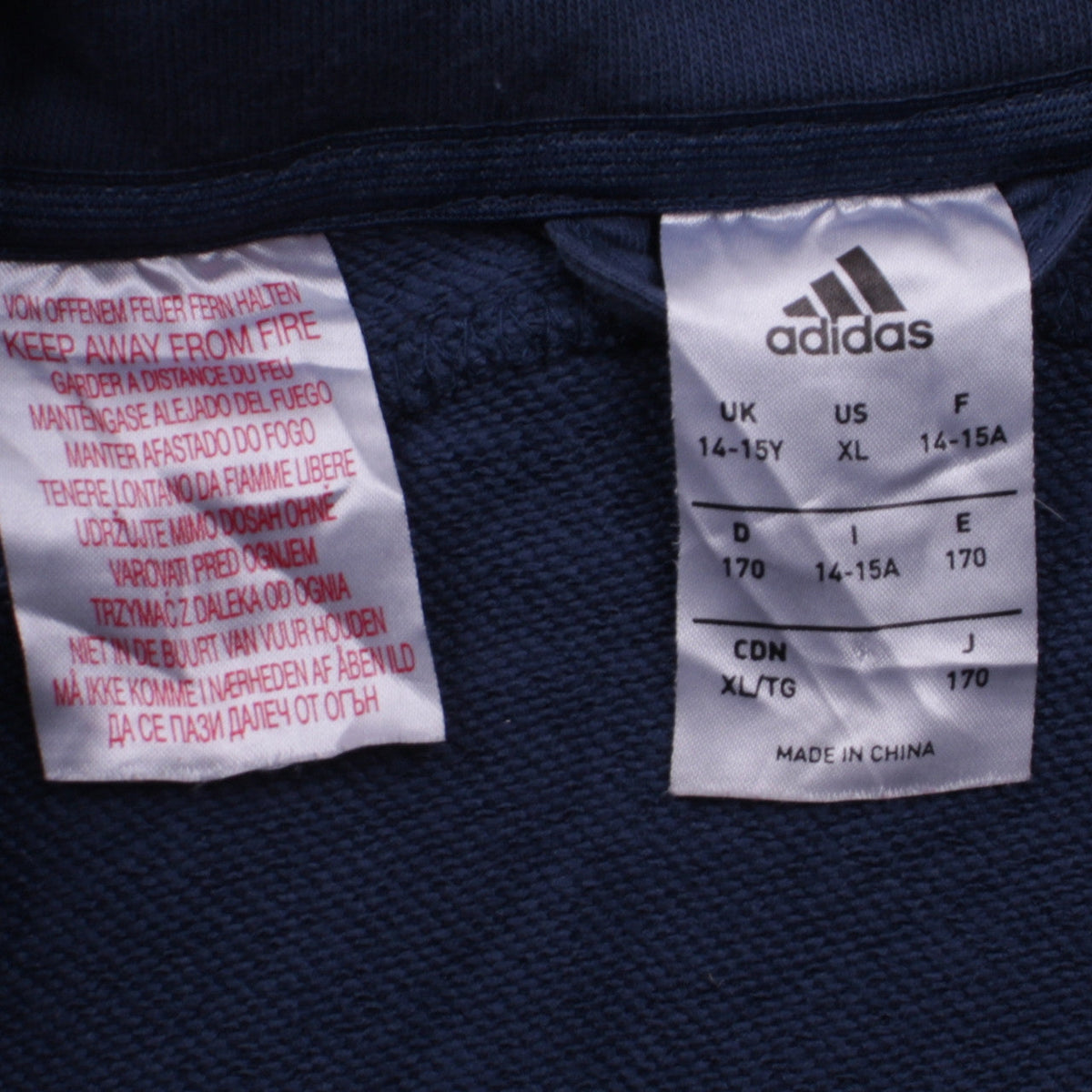Adidas Girls Navy Full Zip Sweatshirt Hoodie Size 14-15 Years