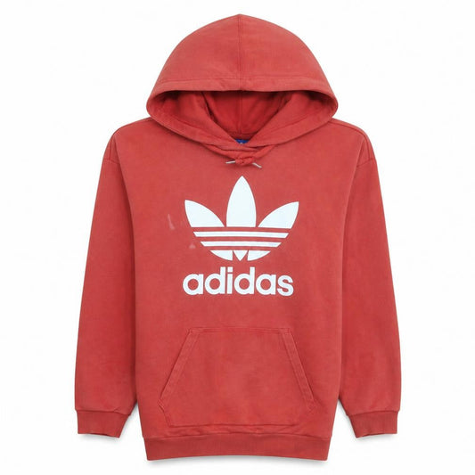 Adidas Women’s Red Pullover Hoodie Size 8 Logo Print Cotton Sweatshirt