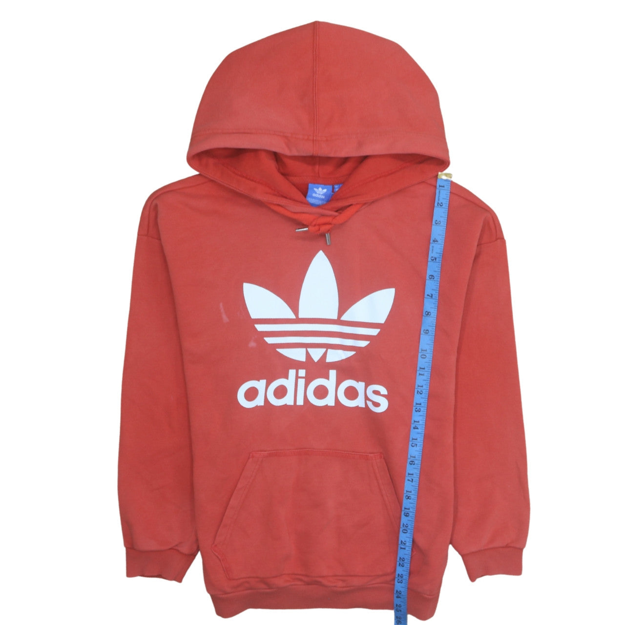 Adidas Women’s Red Pullover Hoodie Size 8 Logo Print Cotton Sweatshirt