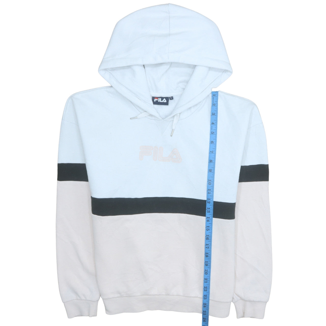 FILA Womens Blue Colourblock Pullover Hoodie Size L