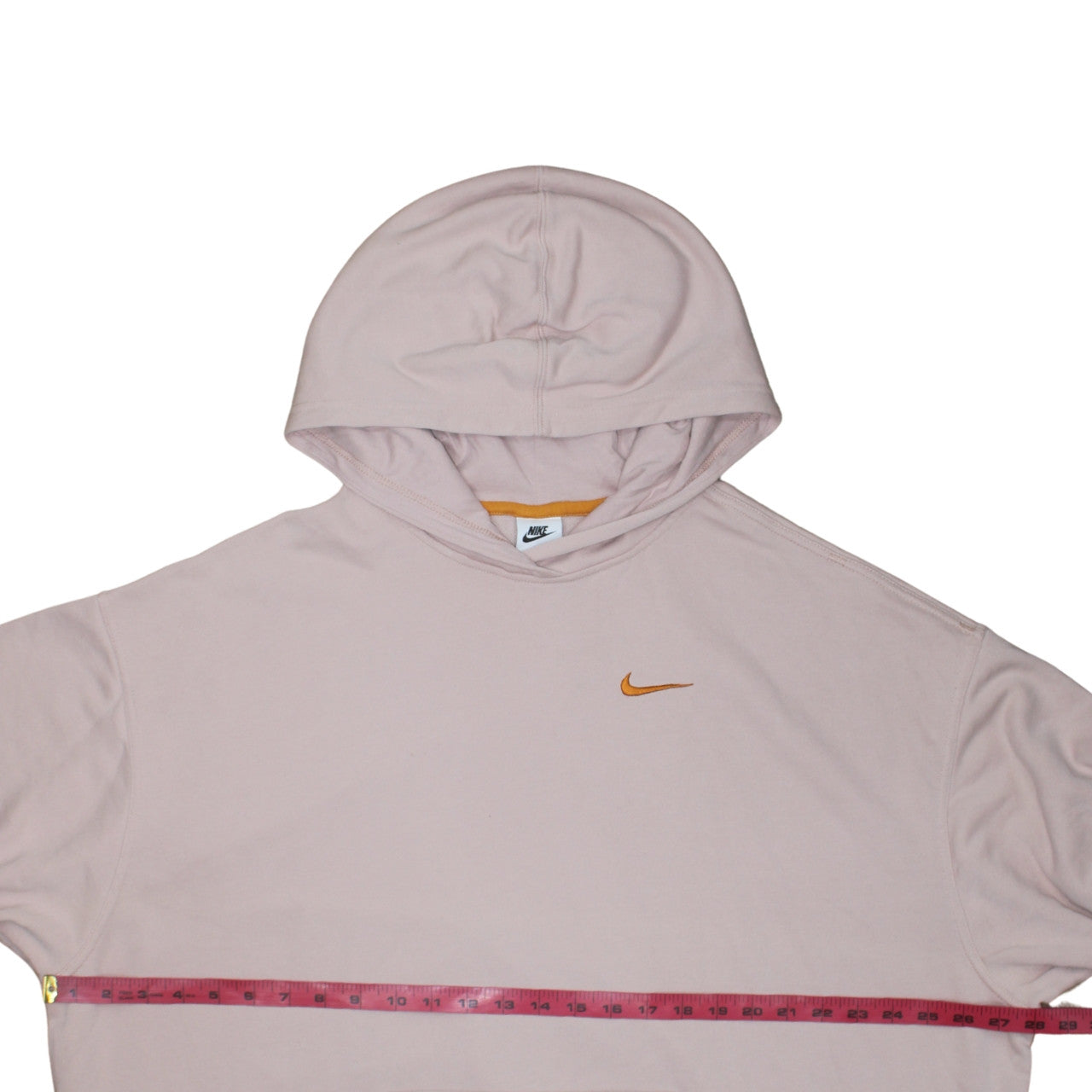 Nike Womens Beige Small Pullover Hoodie with Orange Logo