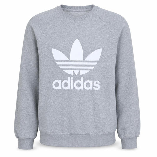 Adidas Men Grey Logo Crew Neck Pullover Sweatshirt Size S