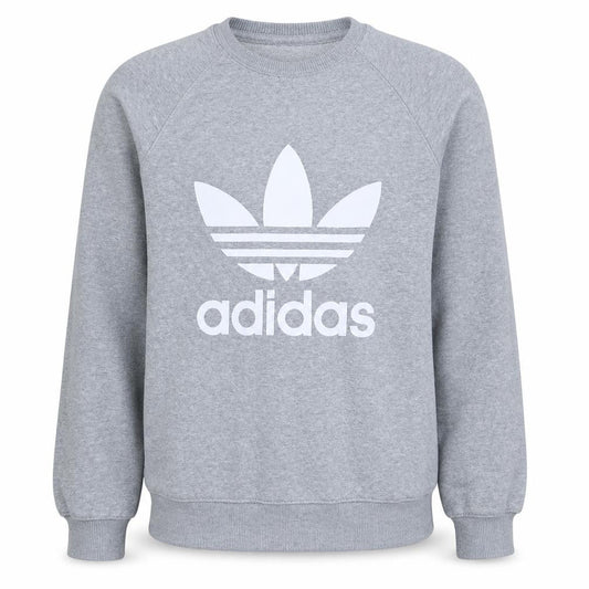 Adidas Men Grey Logo Crew Neck Pullover Sweatshirt Size S