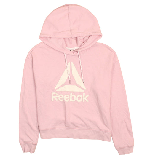 Reebok Womens Pink Pullover Hoodie Small Logo Sweatshirt