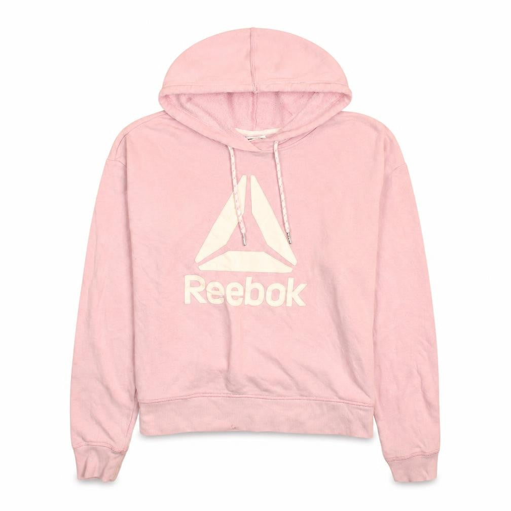 Reebok Womens Pink Pullover Hoodie Small Logo Sweatshirt