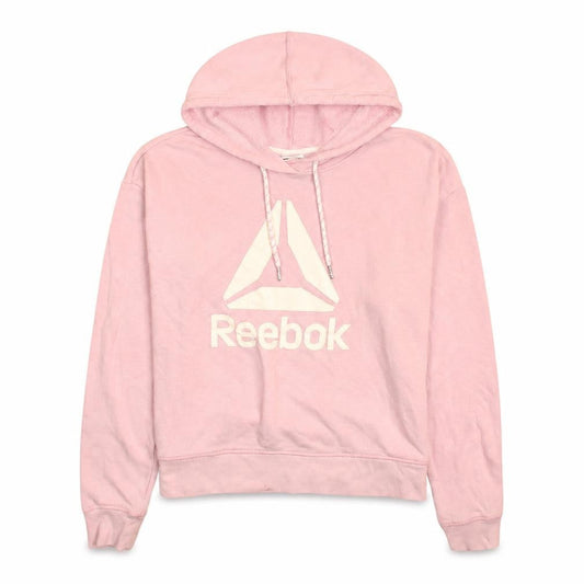 Reebok Womens Pink Pullover Hoodie Small Logo Sweatshirt