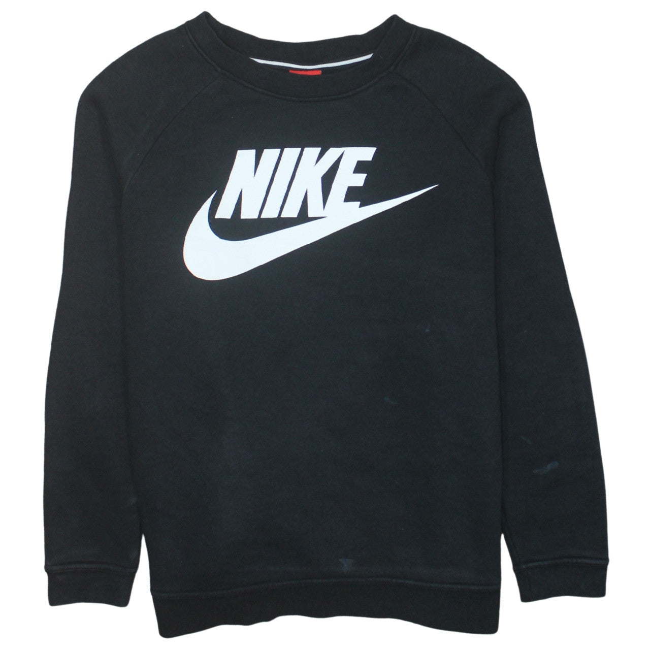 Nike Womens Black L Sweatshirt Crew Neck Pullover Logo Cotton Blend