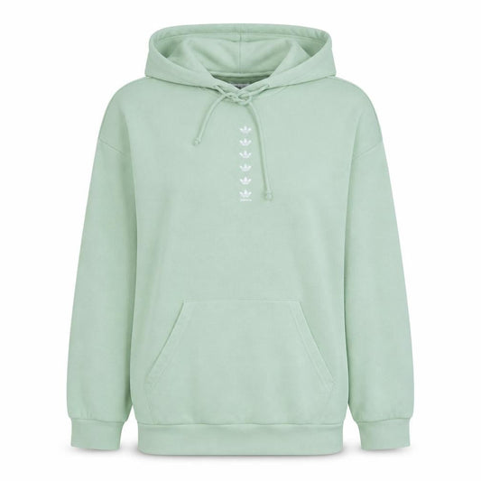 Adidas Women's Green Pullover Hoodie Size 14 Cotton Blend Logo Sweatshirt