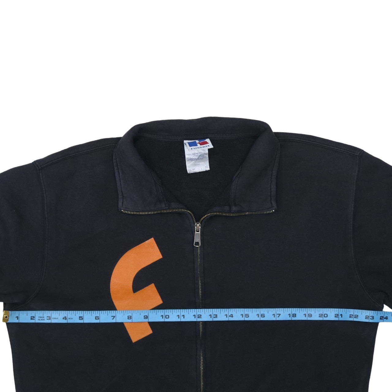 Russell Men’s Black Full Zip Sweatshirt XL Graphic Print Fleece