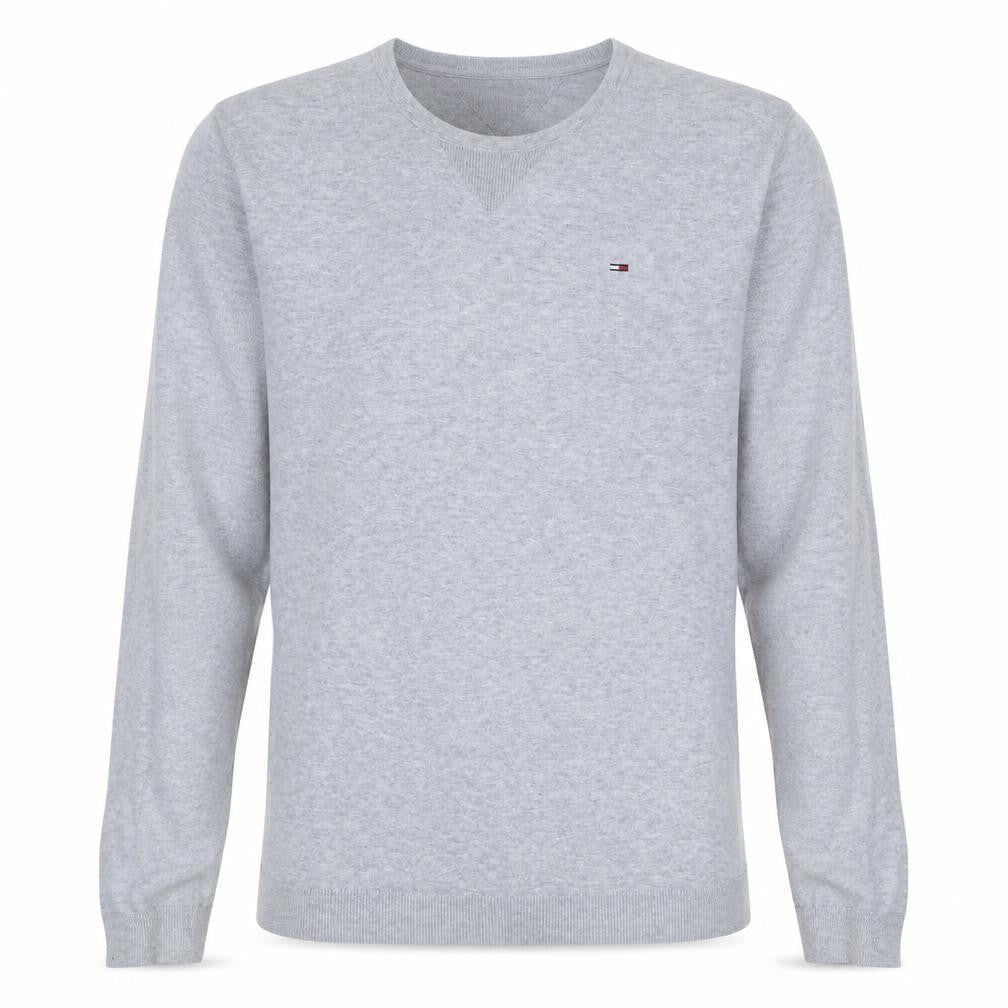 Tommy Jeans Men's Grey Cotton Crew Neck Pullover Jumper L
