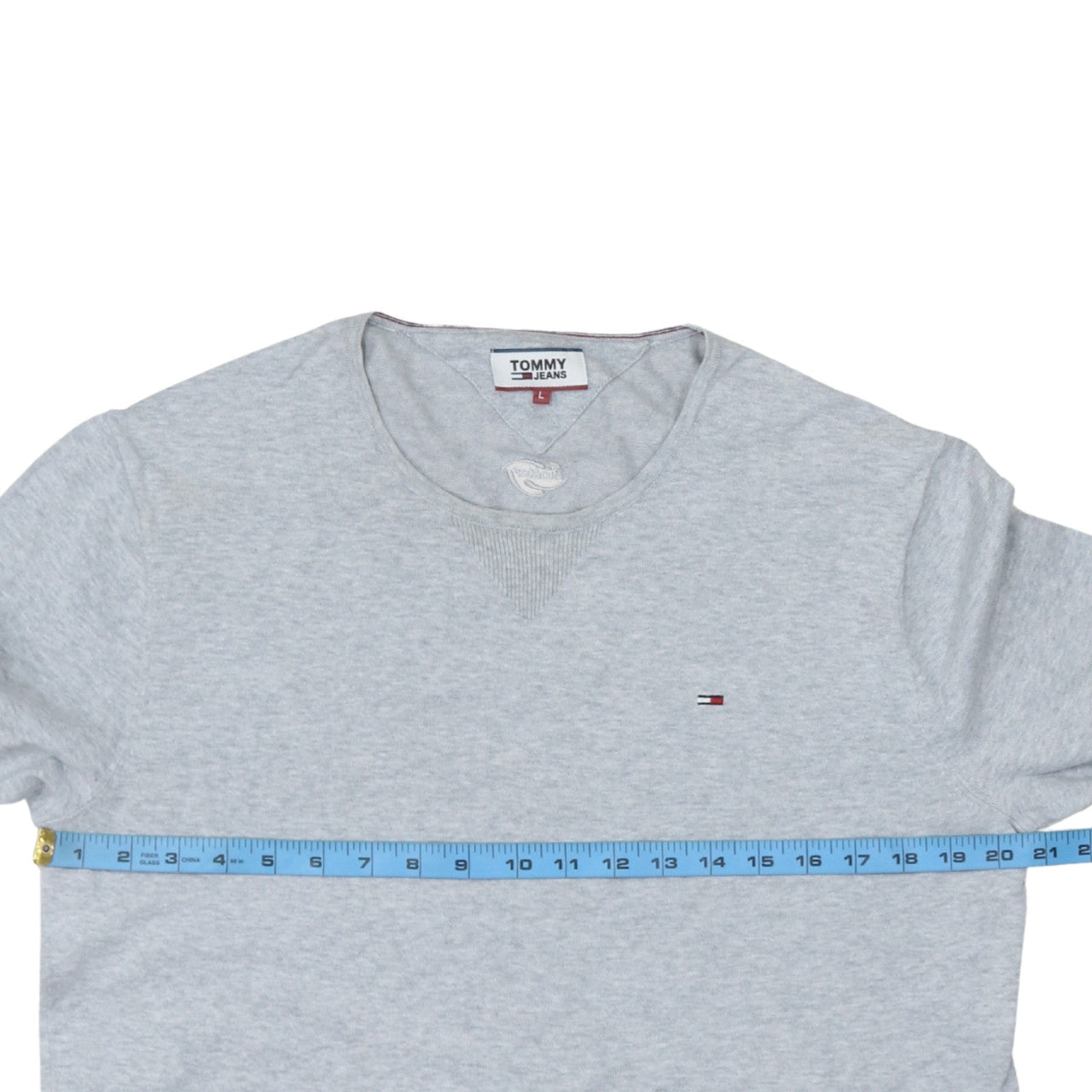 Tommy Jeans Men's Grey Cotton Crew Neck Pullover Jumper L