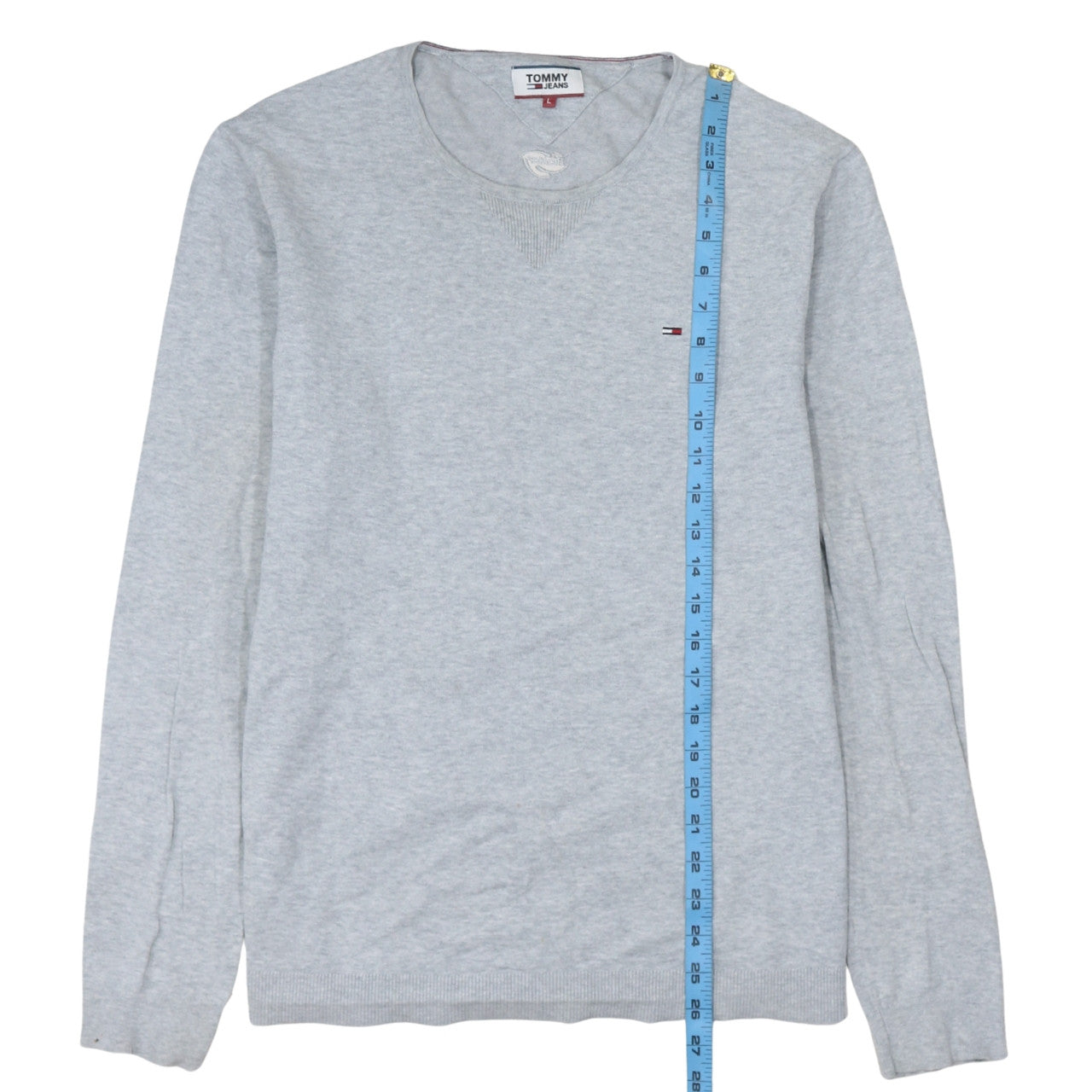Tommy Jeans Men's Grey Cotton Crew Neck Pullover Jumper L