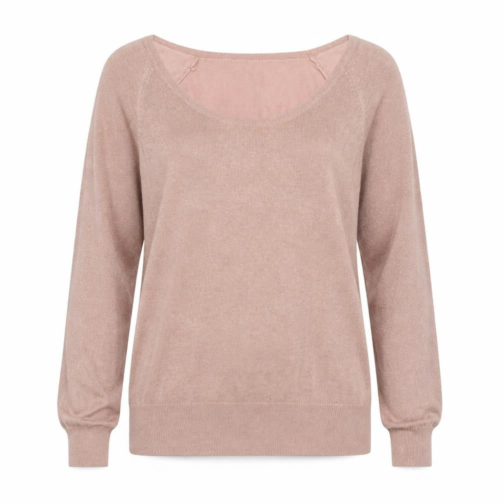 Whistles Womens Pink Metallic Scoop Neck Pullover Jumper M