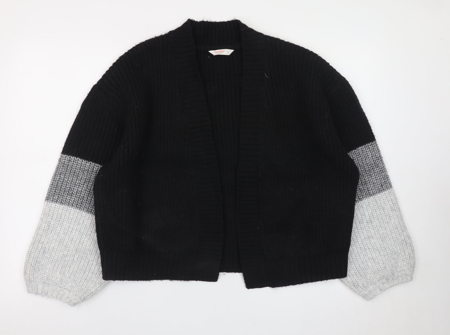 John Lewis Women’s Black Grey Chunky Knit Open Cardigan L