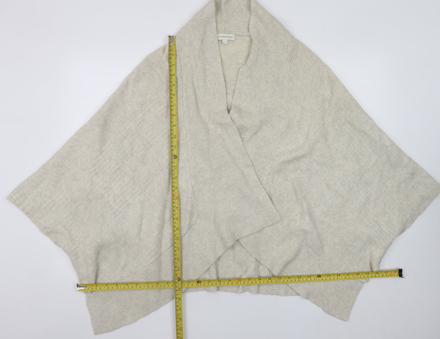 Monsoon Women Beige Wool Angora Blend Cape Cardigan L