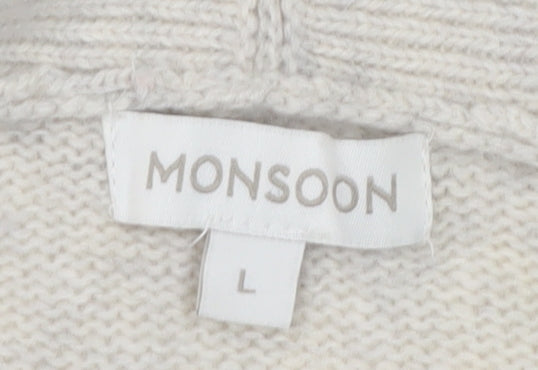 Monsoon Women Beige Wool Angora Blend Cape Cardigan L