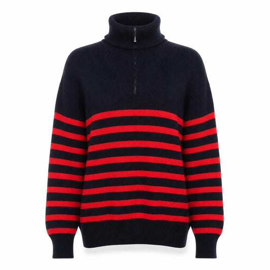Zara Women’s Black & Red Striped Roll Neck Knit Jumper Size 12