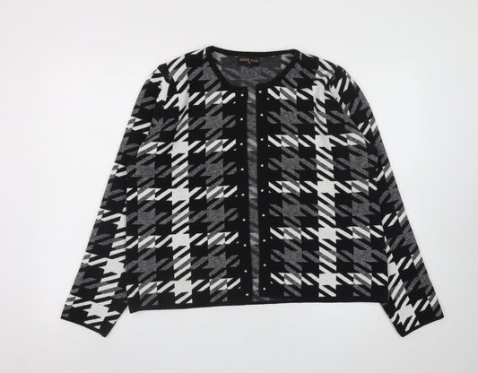 Anna Rose Women's Black White Houndstooth Knit Jacket XL