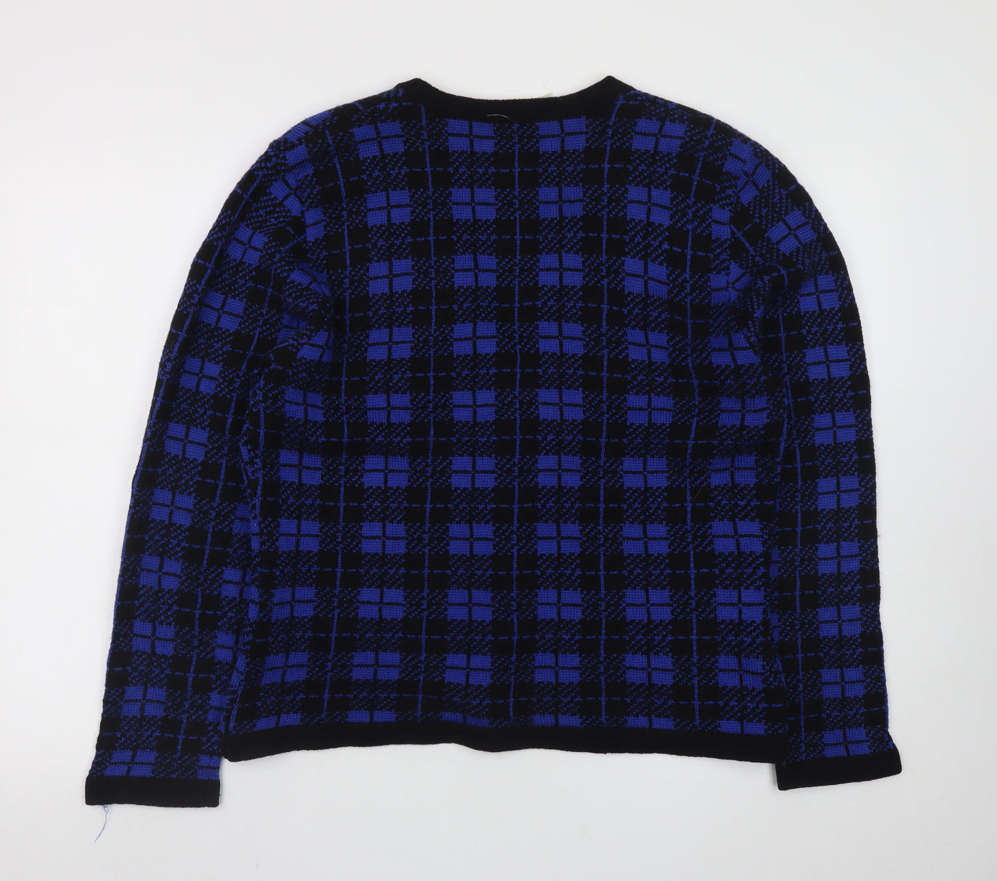 Susan Bristol Women's Blue Check Wool Blend Button Jacket Size L