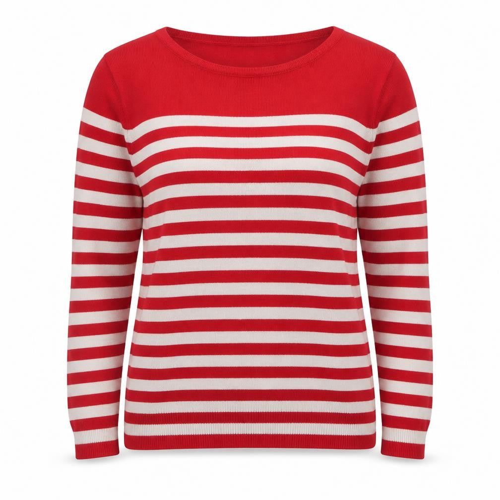 Marks & Spencer Womens Red Striped Acrylic Jumper Size 8