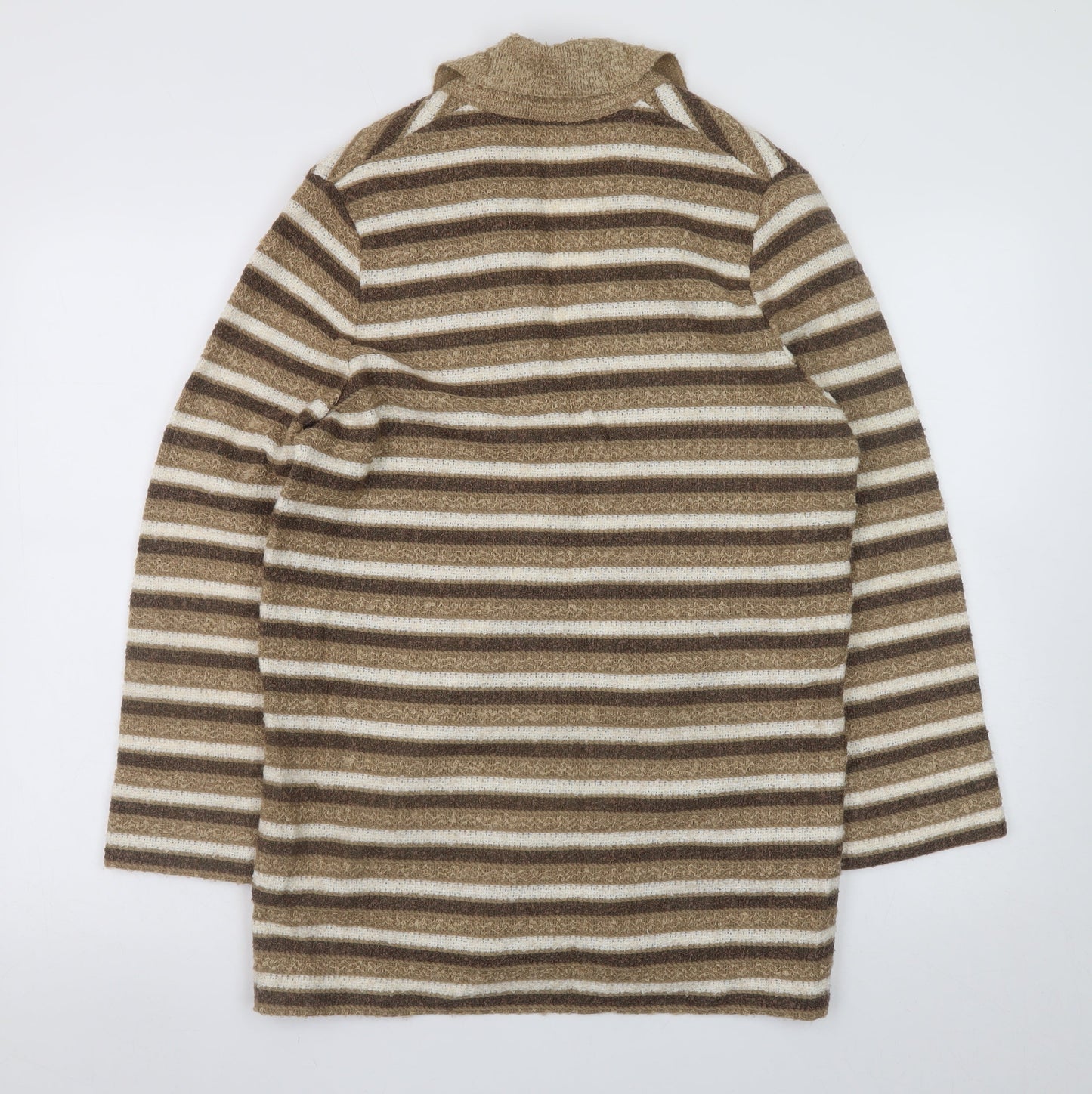 Marks and Spencer St Michael Womens Beige Brown Striped Cardigan Size 14