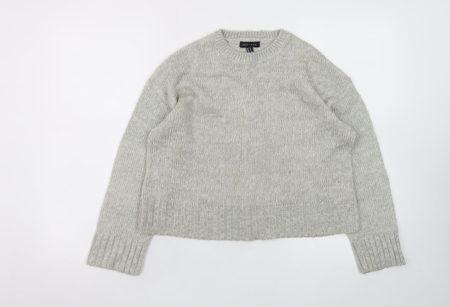 New Look Women's Grey Acrylic Knit Pullover Jumper Size S