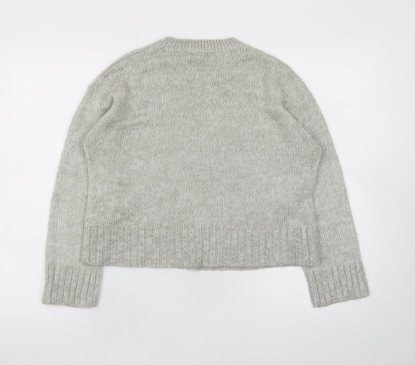 New Look Women's Grey Acrylic Knit Pullover Jumper Size S