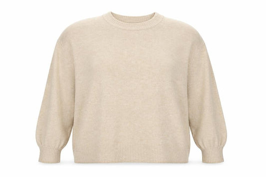 Front view of ASOS Women’s Beige Crew Neck jumper, size UK 22, Relaxed Fit