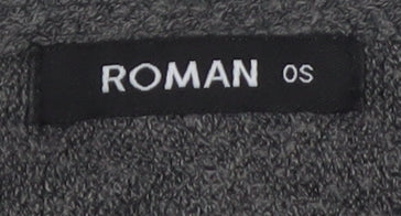 Roman Women Grey Beaded Tassel Knit Cape Jumper One Size