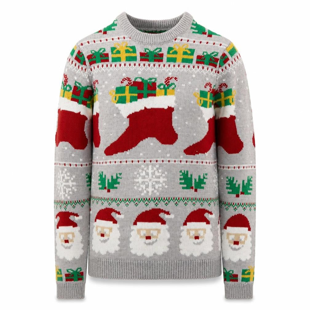 Merry Christmas Men's Grey Santa Graphic Pullover Jumper M