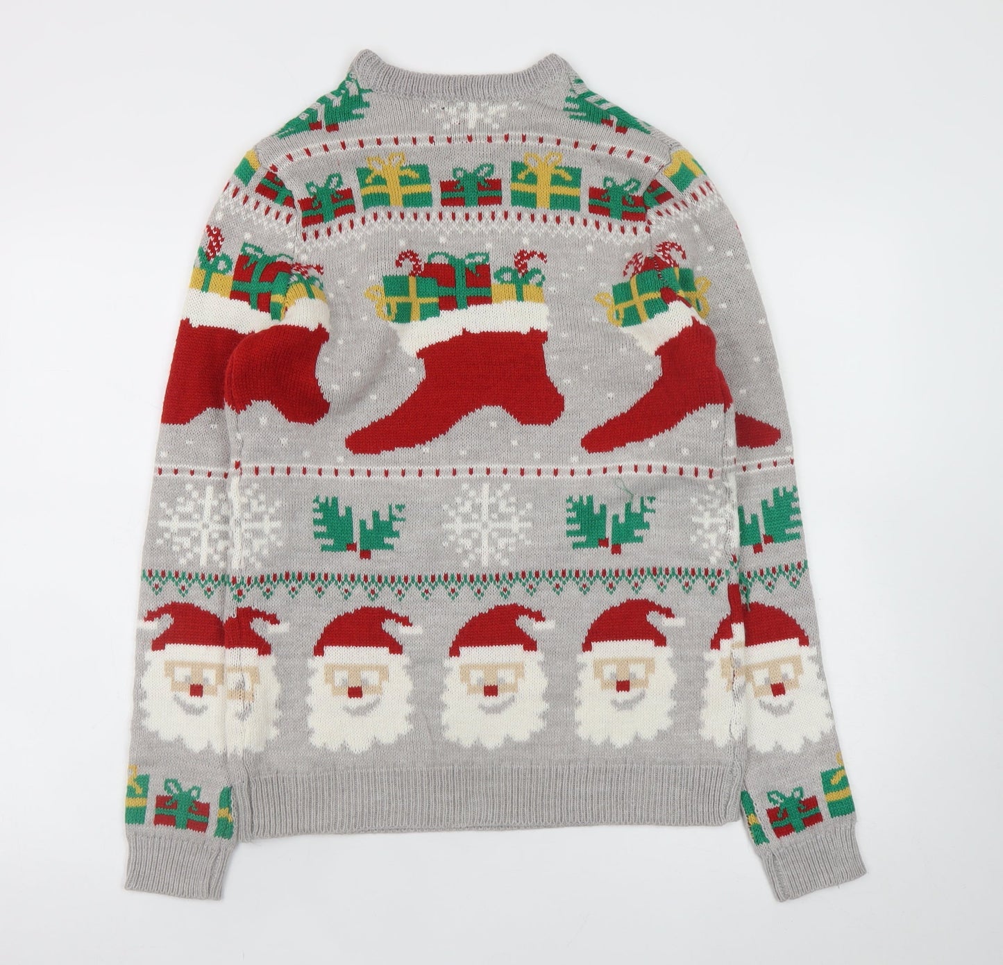 Merry Christmas Men's Grey Santa Graphic Pullover Jumper M