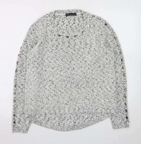Marks and Spencer Women Grey Jewel Knit Acrylic Wool Jumper Size 14