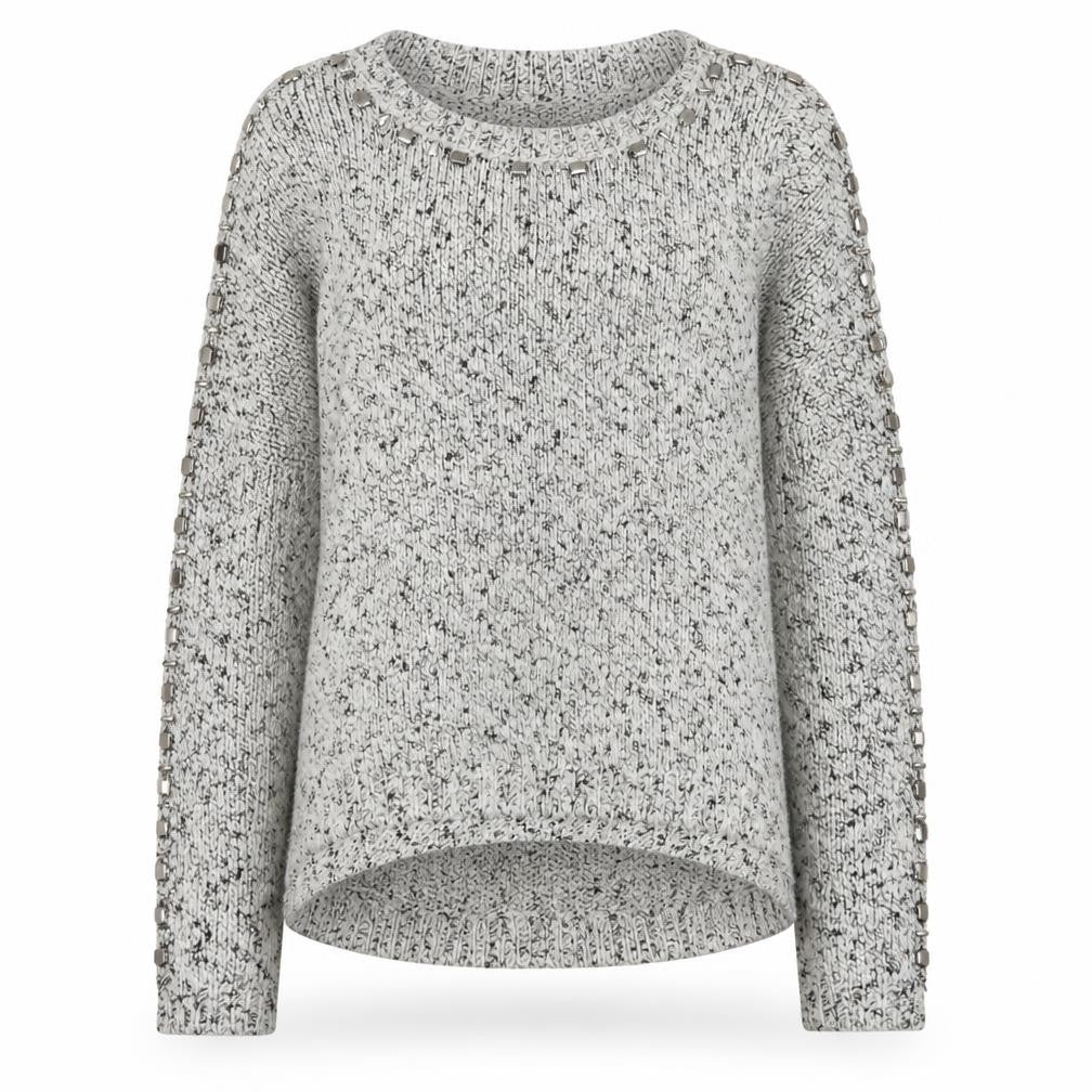 Marks & Spencer Women Grey Jewel Knit Acrylic Wool Jumper Size 14