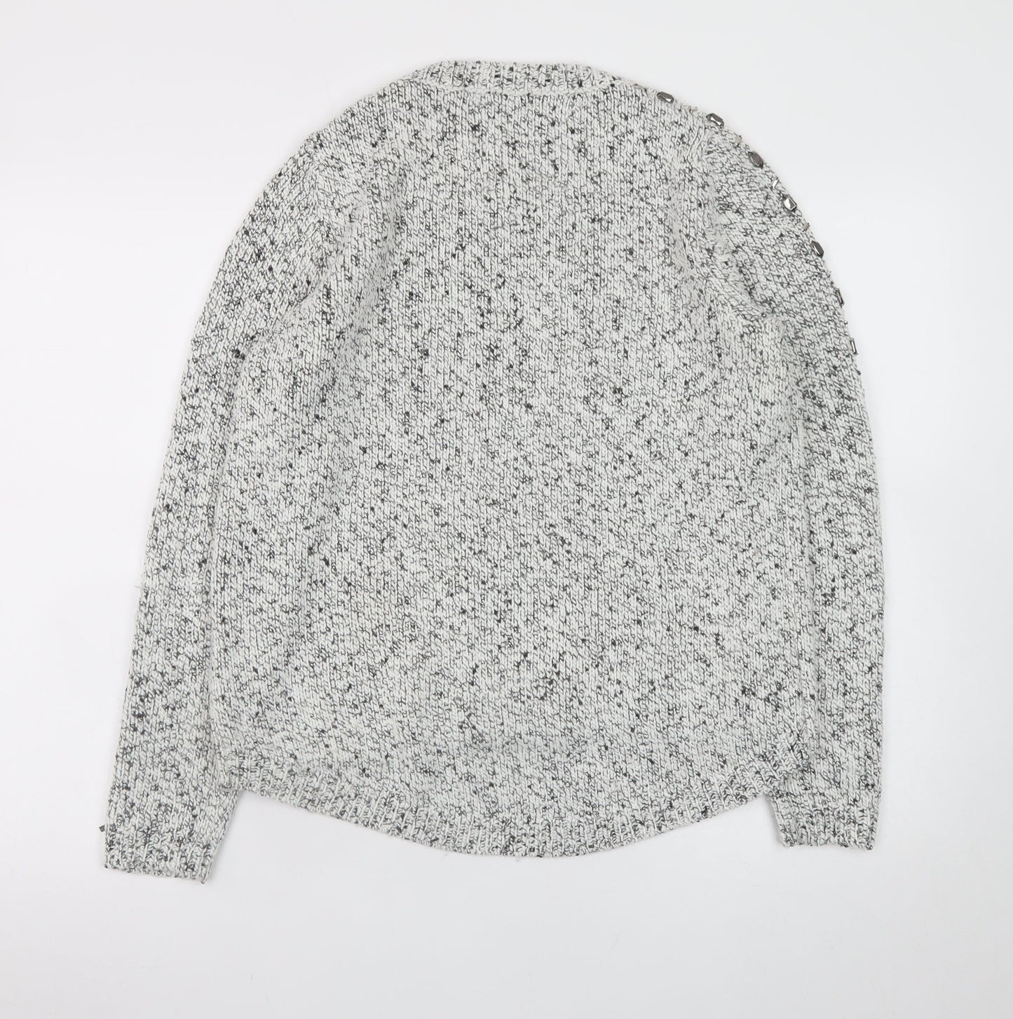Marks and Spencer Women Grey Jewel Knit Acrylic Wool Jumper Size 14