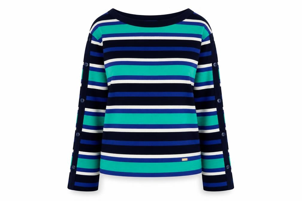 Blue Label Crestbridge Women's Multicolour Striped Boat Neck Cotton Jumper Size 10