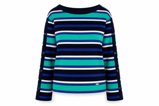 Blue Label Crestbridge Women's Multicolour Striped Boat Neck Cotton Jumper Size 10