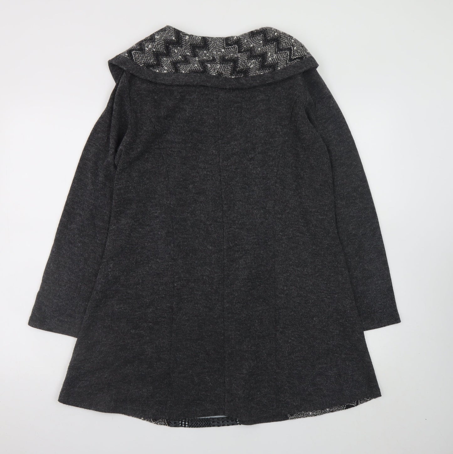Nina Murati Women Grey Knit Shift Dress L Long Sleeve Cowl Neck