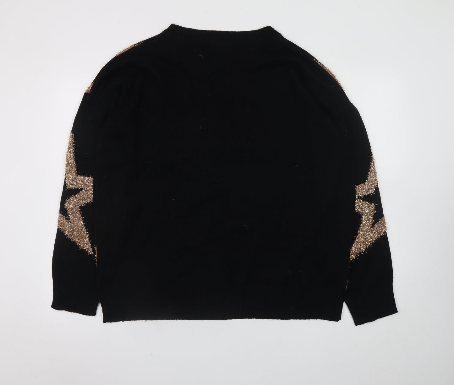 LTS Women Black Star Glitter Knit Pullover Jumper Size 18-20