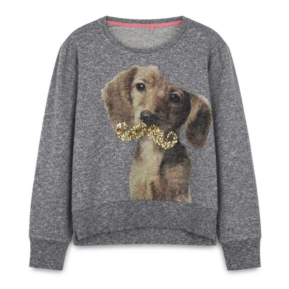 Next Girls Grey Sequin Dog Jumper 16 Years Long Sleeve Pullover