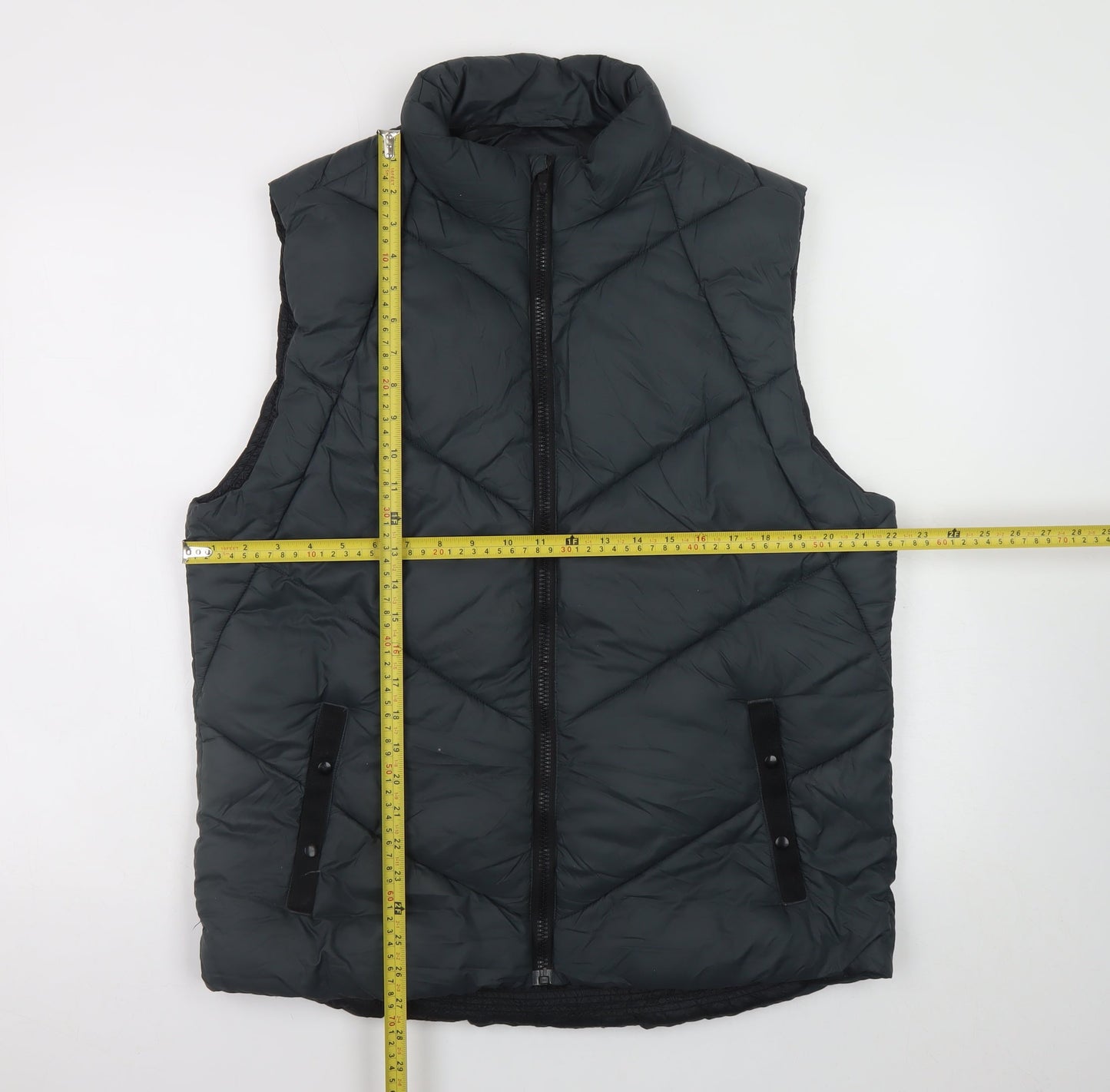 Gap Men's Black L Puffer Waistcoat Regular Fit Nylon Lightweight