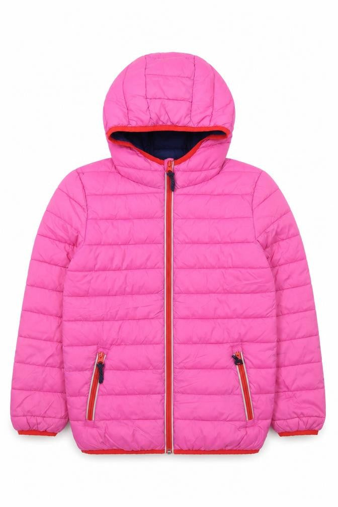 Boden Girls Pink Hooded Puffer Jacket 9-10 Years Quilted Zip Winter Coat