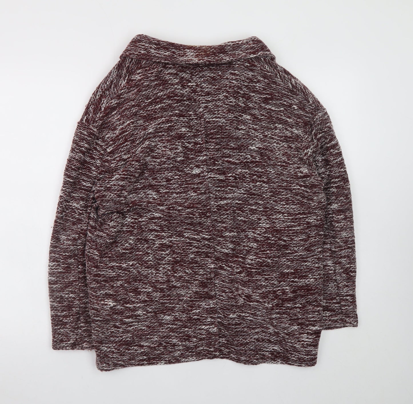 Stradivarius Womens Red Knit Coatigan Size 14 Long Sleeve Casual