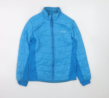 Additional front view of Quechua boys’ blue 10-11 years lightweight puffer jacket full zip
