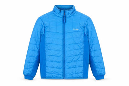 Front view of Quechua boys’ blue 10-11 years lightweight puffer jacket full zip