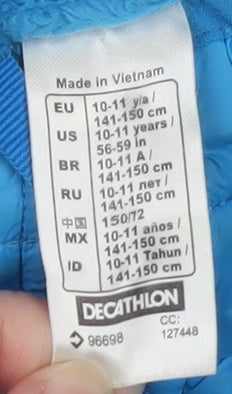Quechua Boys Blue 10-11 Years Lightweight Puffer Jacket Full Zip