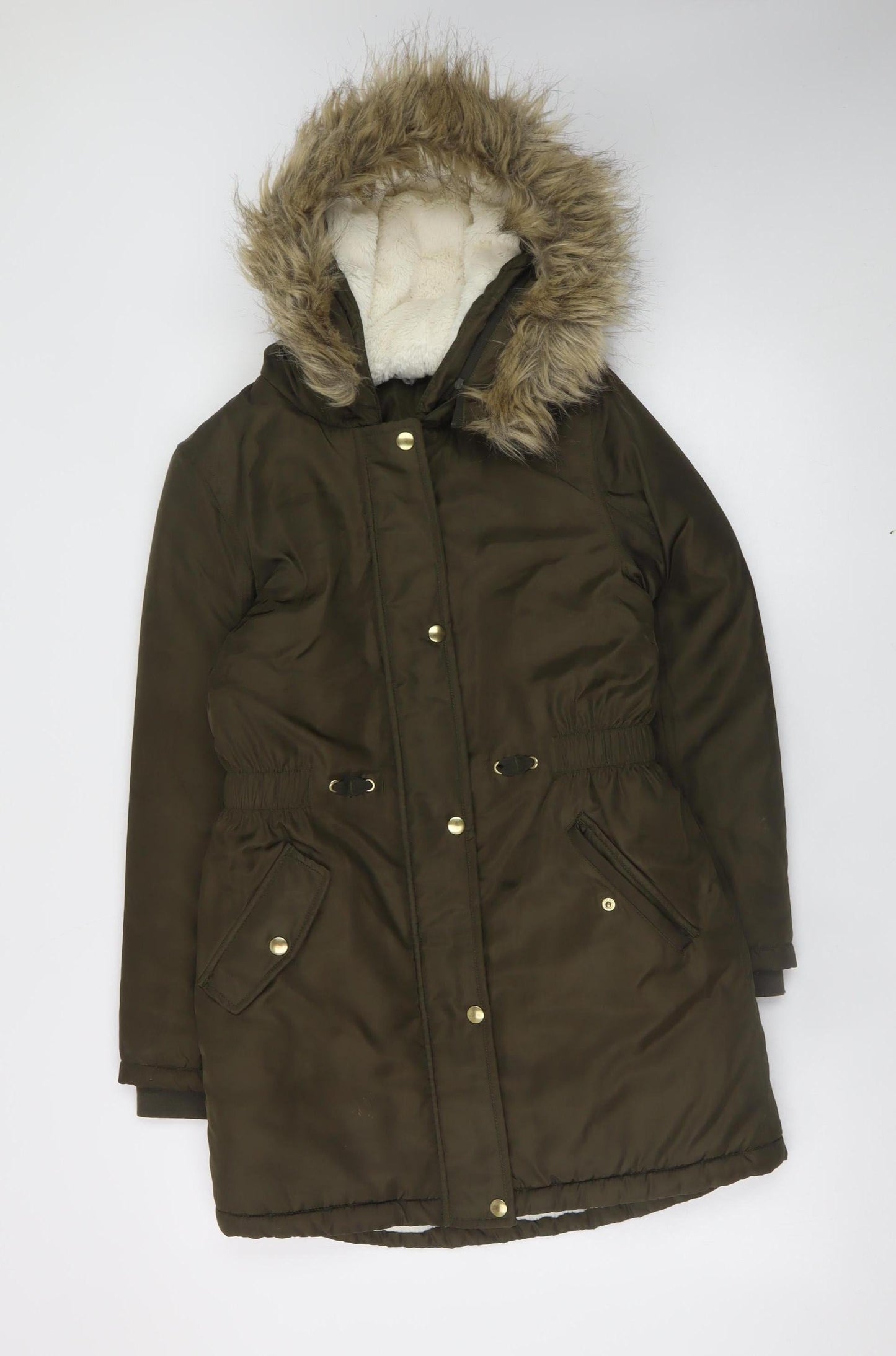 Bluezoo Teens Brown Faux Fur Hooded Parka Coat Size 12