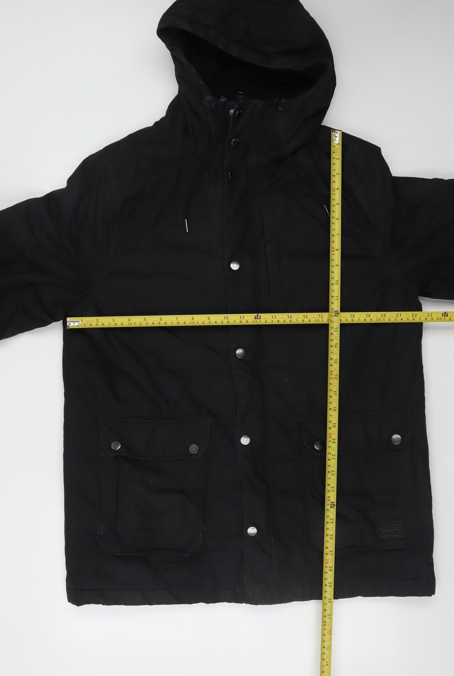 H&M Divided Men's Black Cotton Hooded Parka Jacket Size M